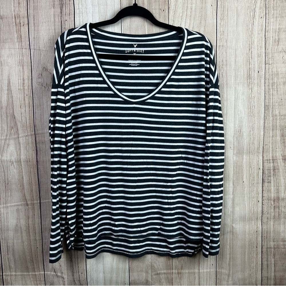 American Eagle Outfitters Soft & Sexy Striped Long Sleeve Top